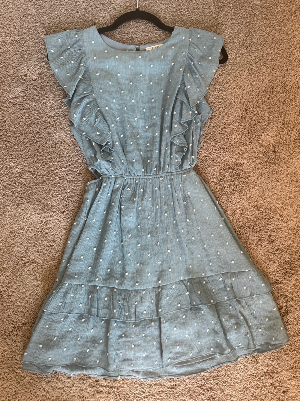 Blue Ruffle Dot Juniors Dress
